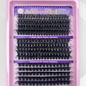 3-in-1 Mixed Cluster Eyelashes – Fluffy Curly DIY Lashes (60D / 80D / 100D, 10–18mm)