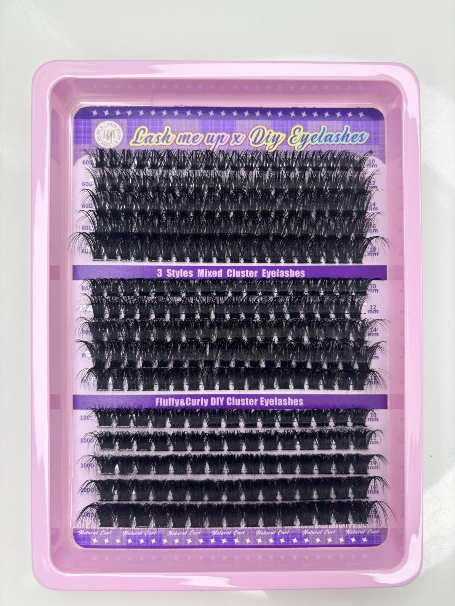 3-in-1 Mixed Cluster Eyelashes – Fluffy Curly DIY Lashes (60D / 80D / 100D, 10–18mm)